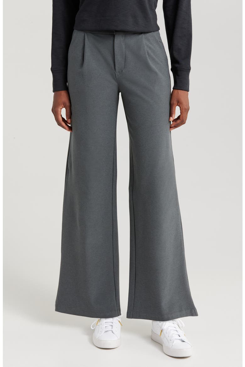 Elevation High Waist Flare Pants, Main, color, DARK PEWTER HEATHER
