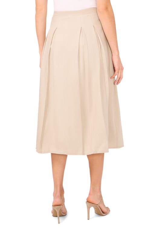 Halogenr Halogen(r) Pleated Linen Blend A-line Midi Skirt In Taupe Bisque