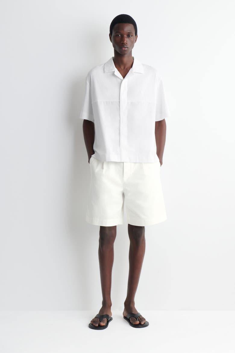 Relaxed Contrast-panel Shirt, Alternate, color, WHITE