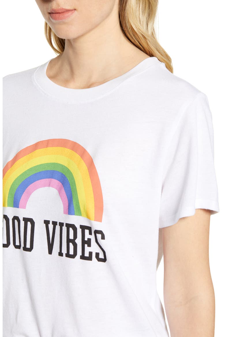Good Vibes Rainbow Graphic Tee, Alternate, color, WHITE