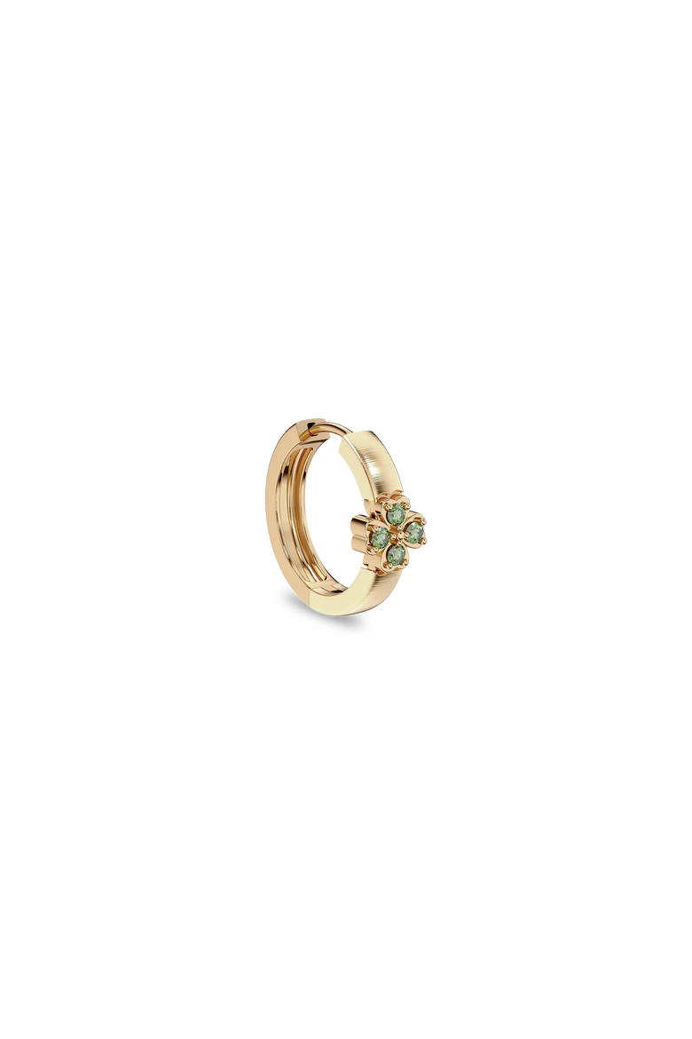 Lucky Clover Hoop Earrings, Green Diamond Pavé, Alternate, color, Gold / Green Diamond