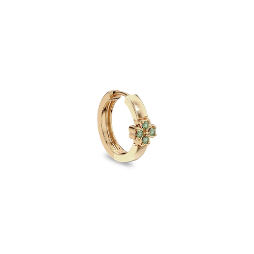 Pascal Lucky Clover Hoop Earrings, Green Diamond Pavé