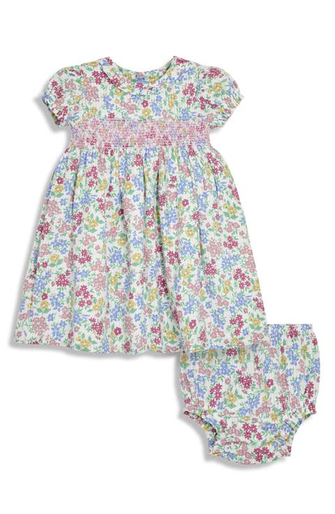 Smocked Floral Dress & Bloomers (Baby)