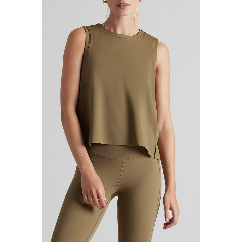 Shop Rhone Serene Crop Performance Tank In Brown Leaf