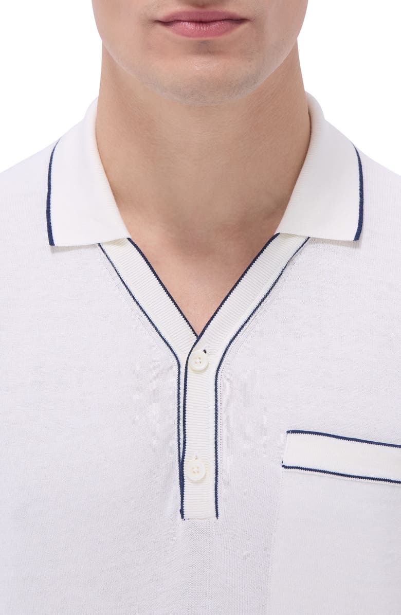Bugatchi Tipped Cotton & Silk Pocket Polo Sweater, Alternate, color, 