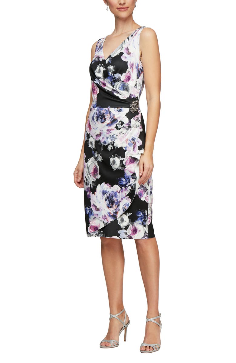 Alex Evenings Side Ruched Cocktail Dress, Main, color, 