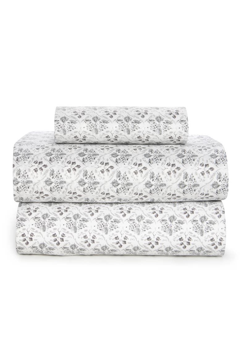 Caelia Patterned Sheet Set, Main, color, DARK GREY