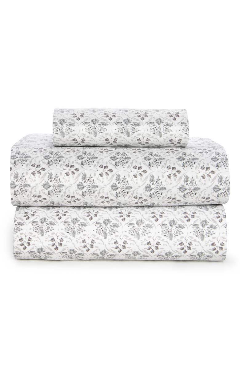 Woven & Weft Caelia Patterned Sheet Set, Main, color, Dark Grey