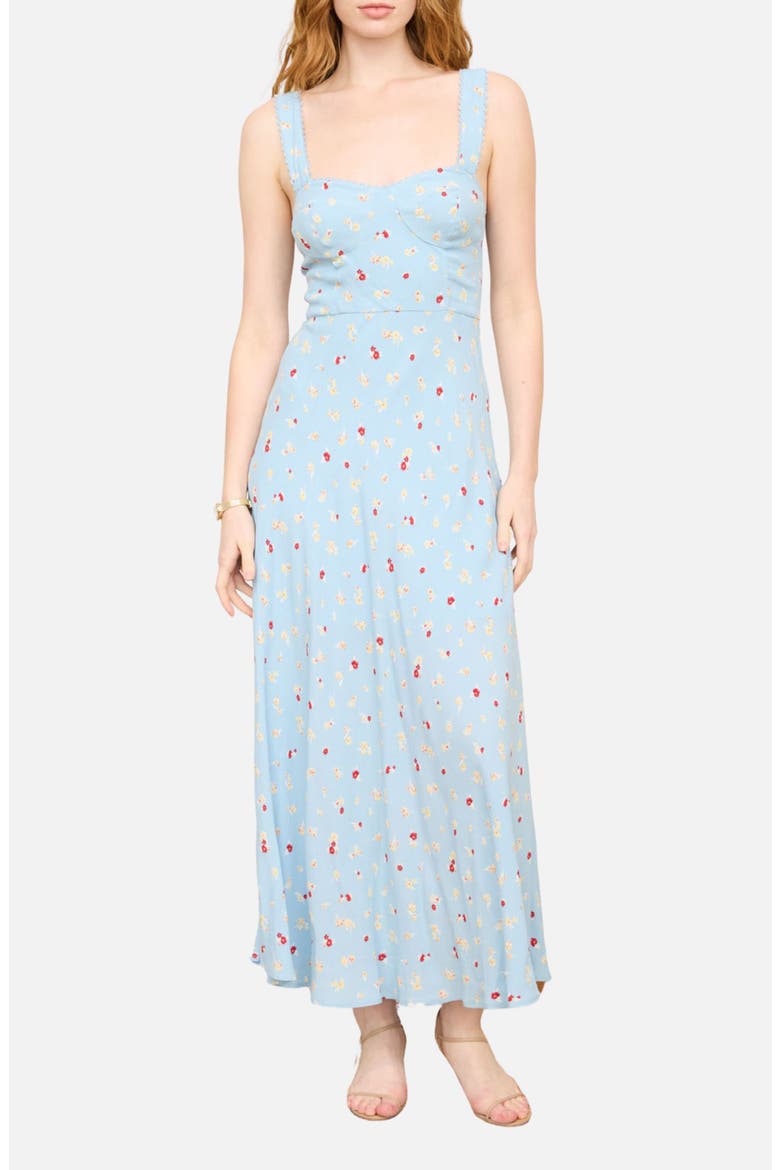 Floral A-Line Sundress, Main, color, DUSTY BLUE