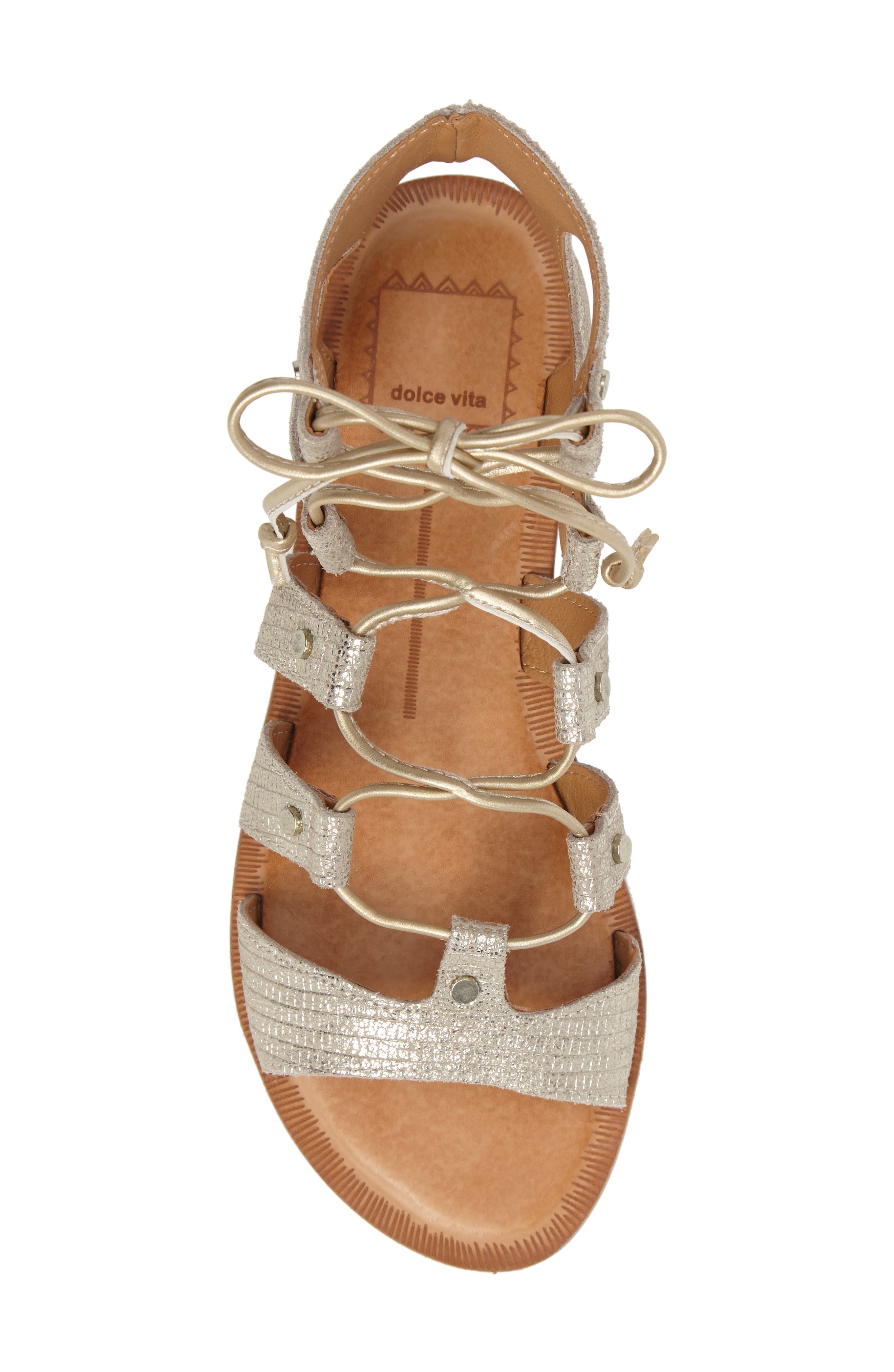 'Jasmyn' Ghillie Sandal, Alternate, color, LIGHT GOLD/GOLD LEATHER