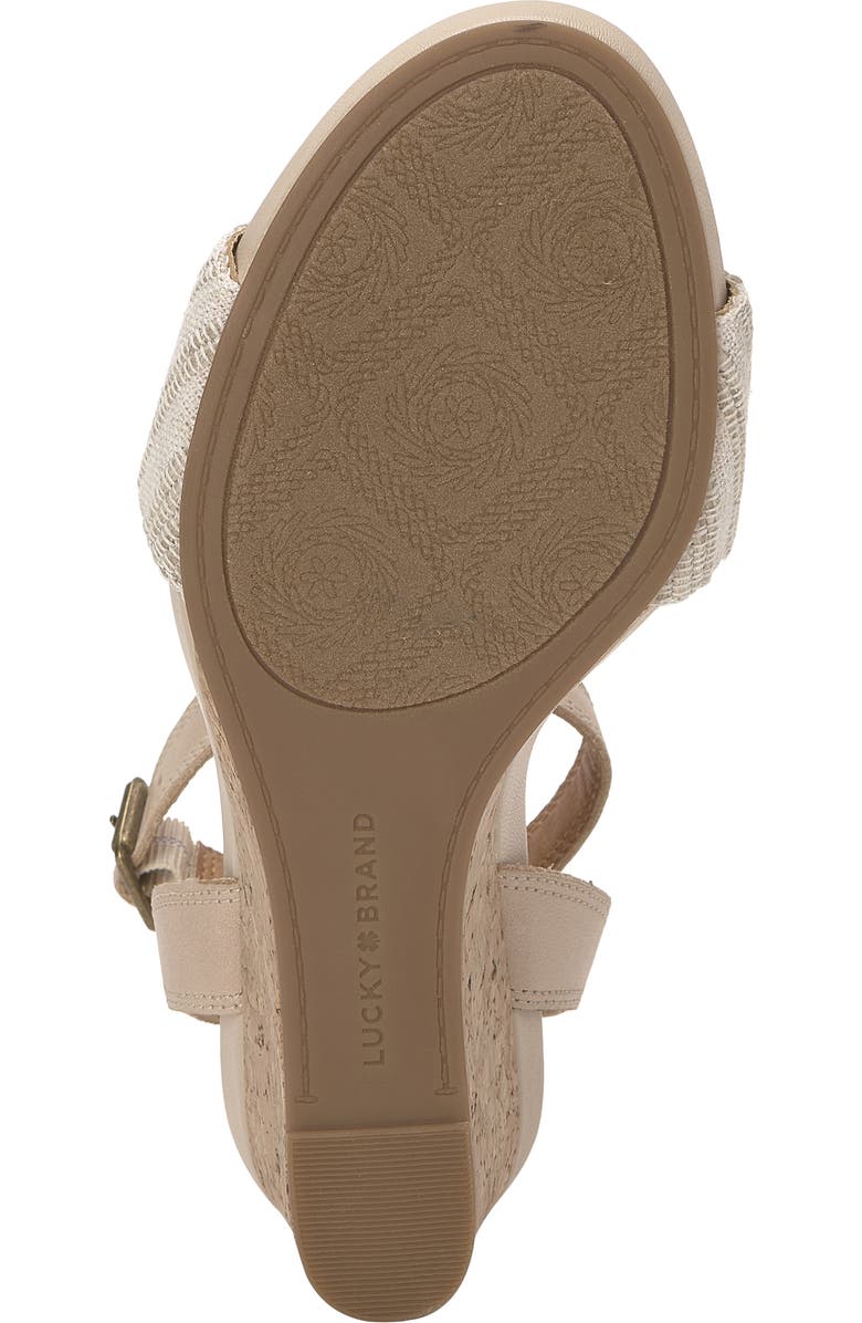Lucky Brand Lynda Ankle Strap Platform Wedge Sandal, Alternate, color, Natural Multi