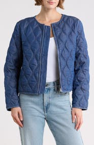 Nanette Lepore Full Zip Quilted Chambray Jacket