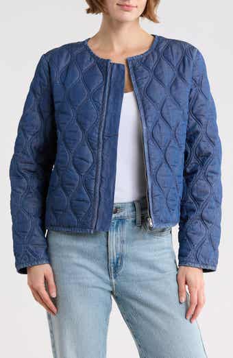 Full Zip Quilted Chambray Jacket