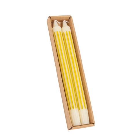 2-Piece Unscented Vertical-Striped Taper Candles