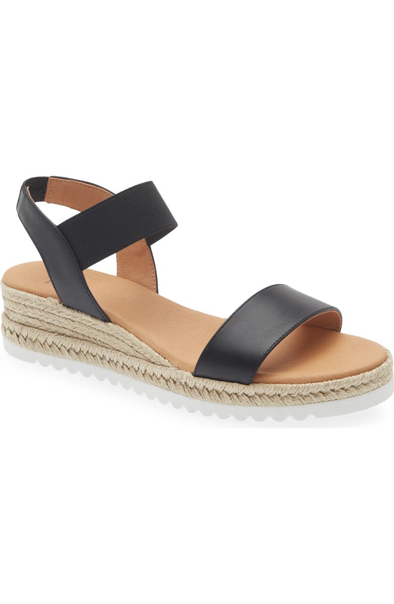 Aquatalia Avina Espadrille Wedge Sandal, Main, color, Black Leather