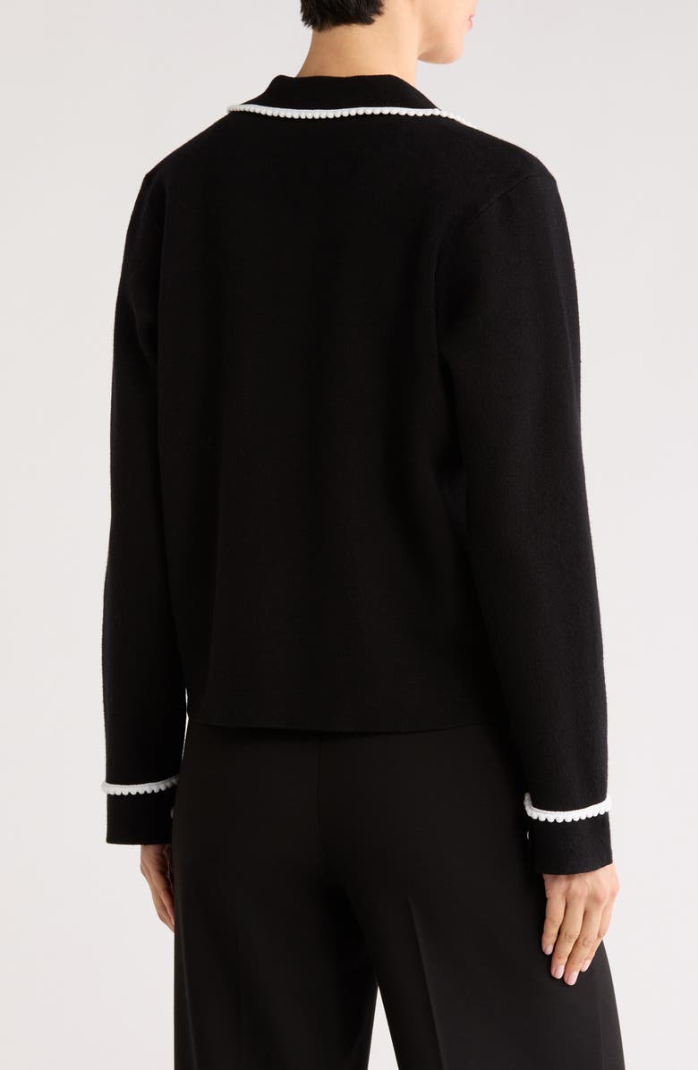 CYRUS Contrast Trim Button Front Cardigan, Alternate, color, Black/ Bone