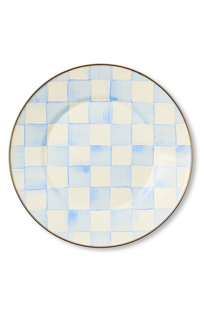 MACKENZIE CHILDS Sky Check Enameled Steel Dinner Plate, Alternate, color, Sky Check
