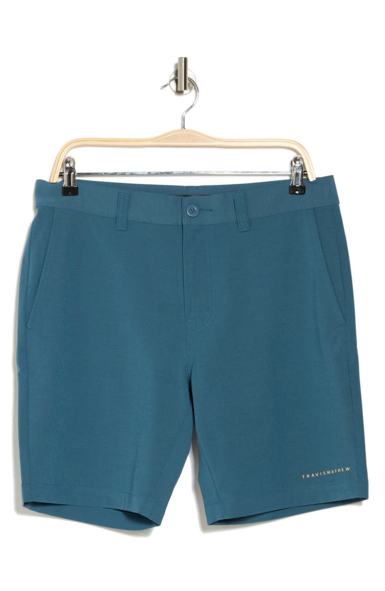 TravisMathew Open to Close Tech Chino Shorts, Alternate, color, Dark Teal Tiki