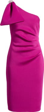 Eliza J Pleated One-Shoulder Sheath Dress