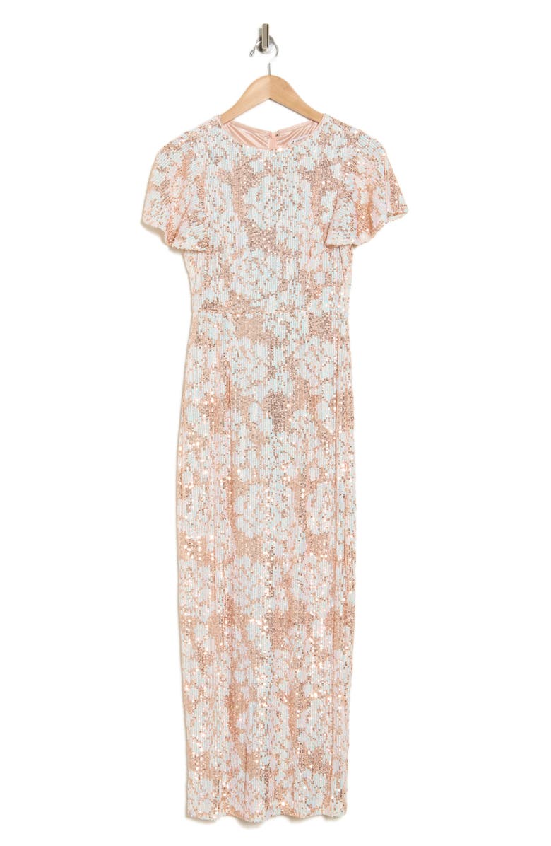 Nanette Lepore Short Sleeve Sequin Maxi Dress, Alternate, color, 