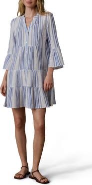 Faherty Kasey Dream Gauze Tiered Organic Cotton Minidress
