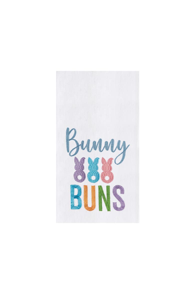 "Bunny Buns" Easter Rabbit Spring Theme Kitchen Dishtowel, Main, color, White