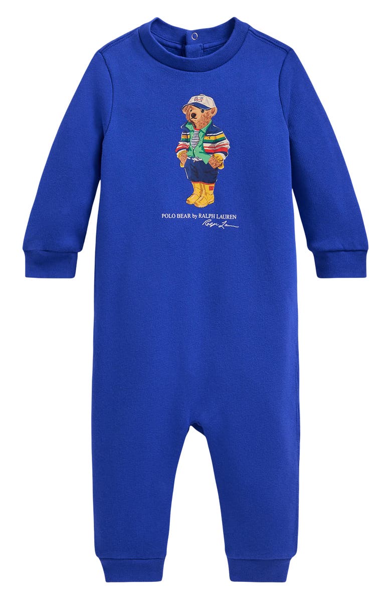 Ralph Lauren Polo Bear Graphic Sweatshirt Romper, Main, color, 