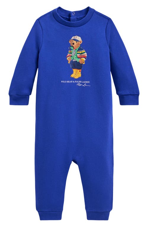 Polo Ralph Lauren Ralph Lauren Polo Bear Graphic Sweatshirt Romper In Travel Blue