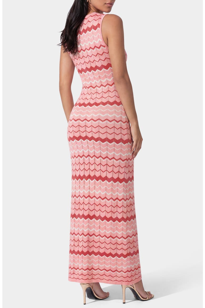 Striped Crochet V-Neck Maxi Dress, Alternate, color, PINK/ WHITE