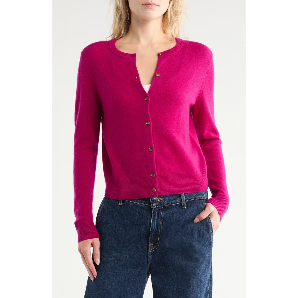Nordstrom Crewneck Cashmere Cardigan In Pink