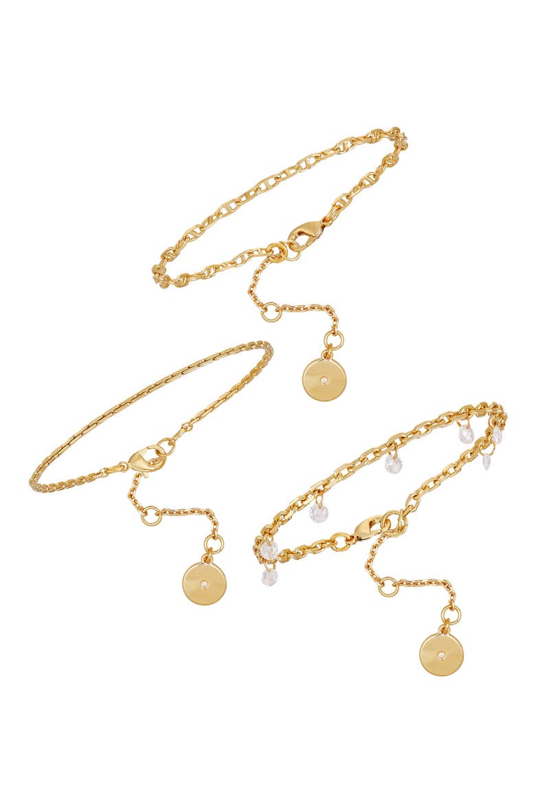 Set of 3 Chain Bracelets, Main, color, GOLD TONE