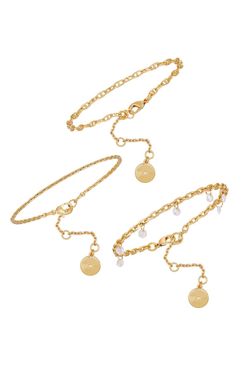 Vince Camuto Set of 3 Chain Bracelets, Main, color, Gold Tone