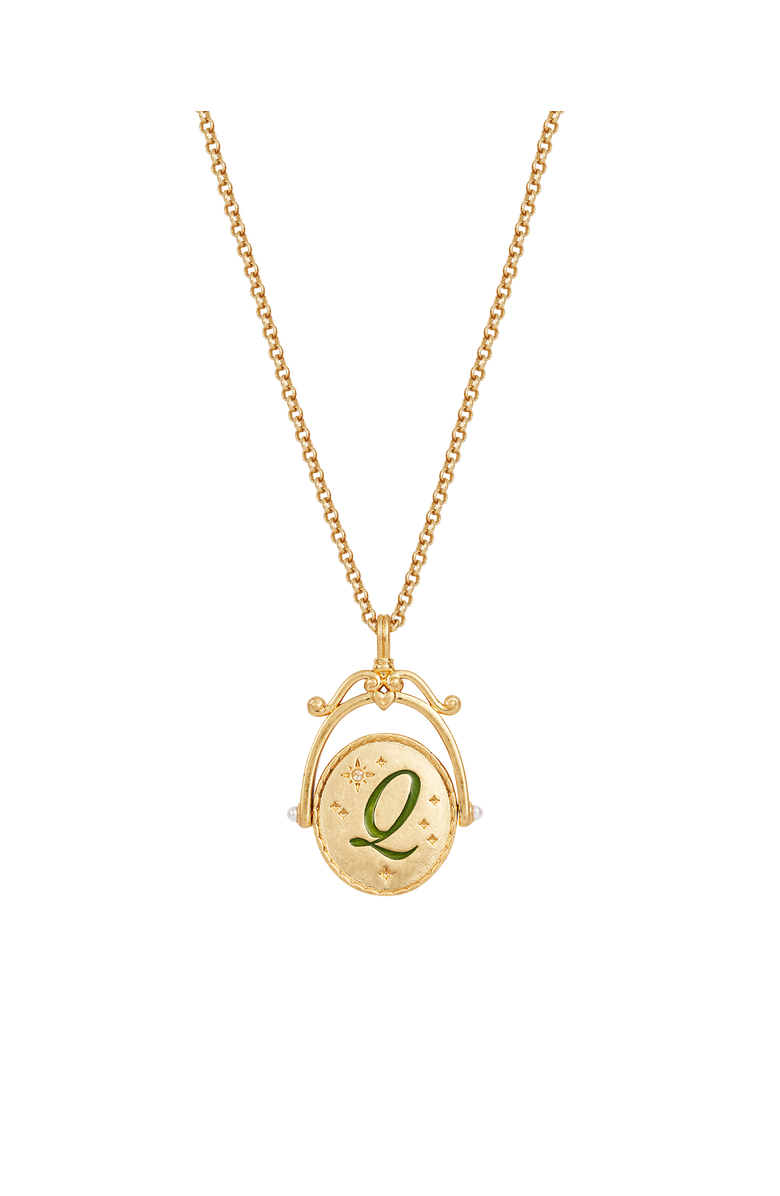 Fable England Q Initial Queen Annes Lace Gold Spinner Chain Necklace, Main, color, Gold