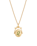 Fable England Q Initial Queen Annes Lace Gold Spinner Chain Necklace