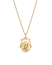 Fable England Q Initial Queen Annes Lace Gold Spinner Chain Necklace