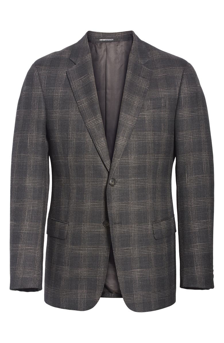 Emporio Armani G-Line Trim Fit Plaid Sport Coat, Alternate, color,