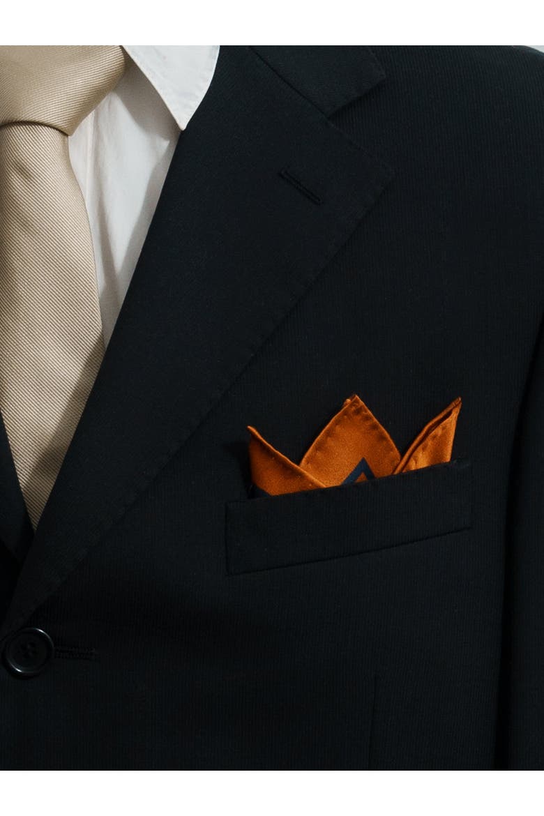 Noir Floral Silk Pocket Square, Alternate, color, Orange