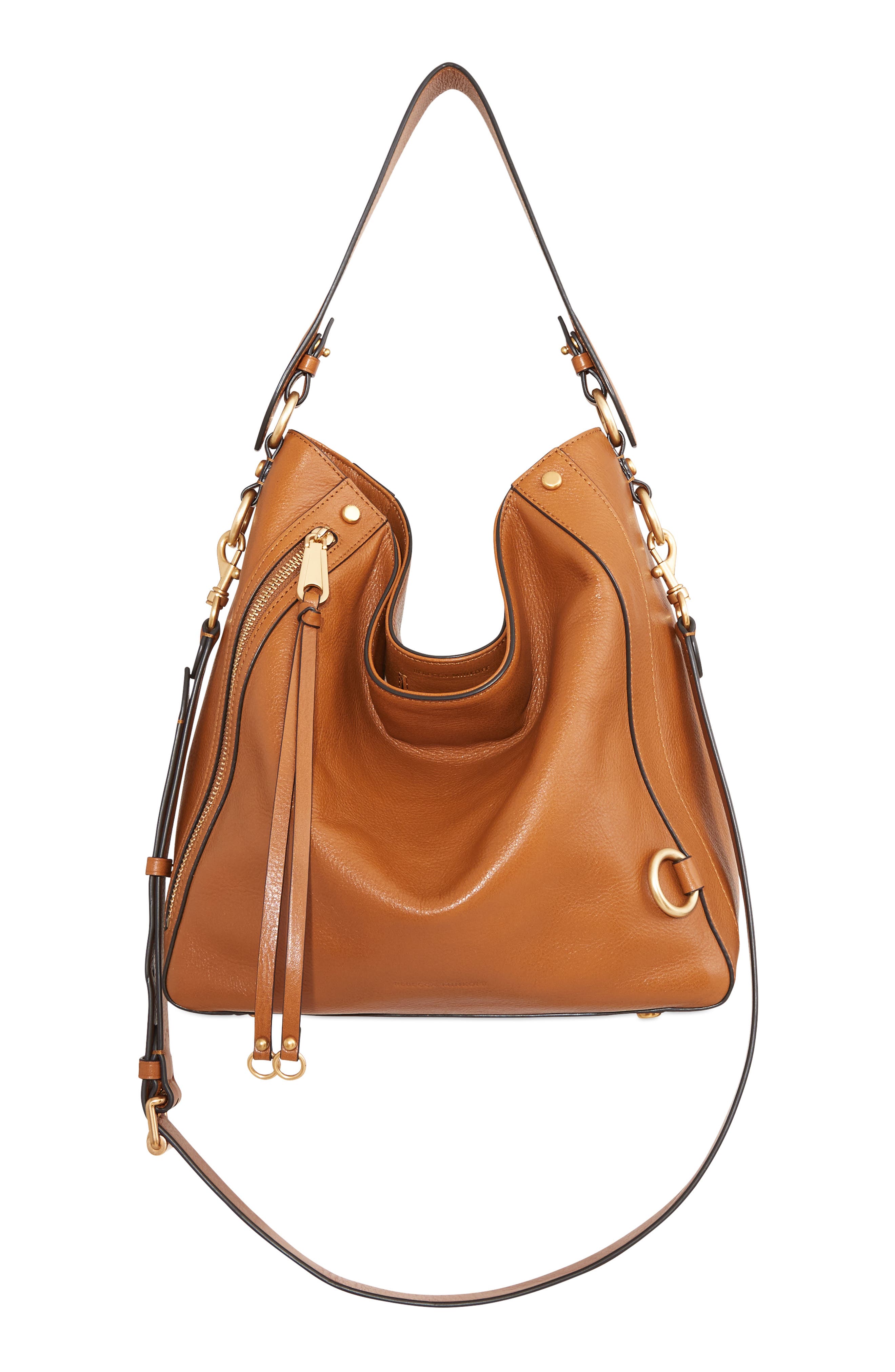 Rebecca Minkoff Mab Leather Hobo Bag, Main, color, Caramello