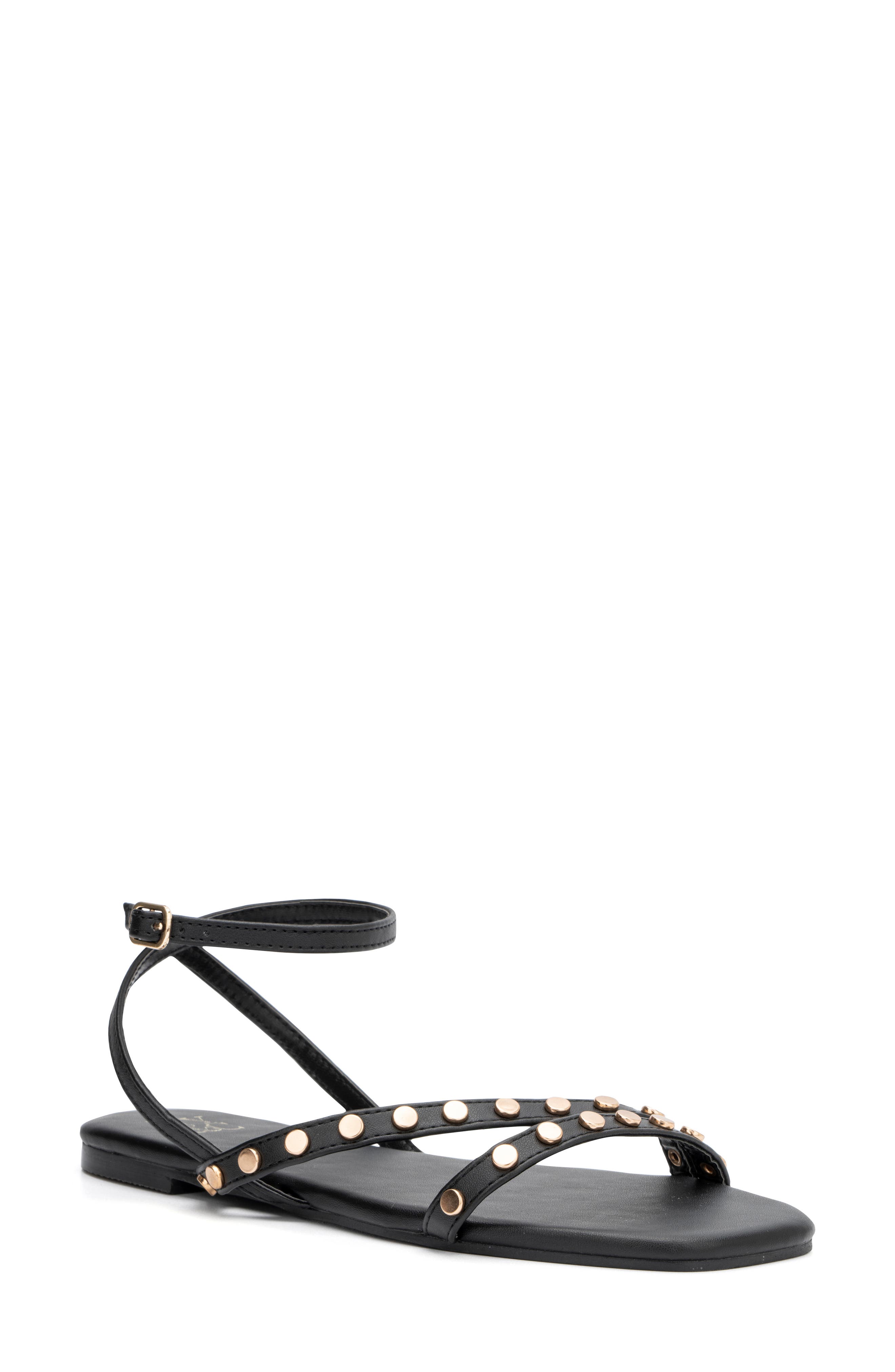 NEW YORK AND COMPANY Farra Studded Ankle Strap Sandal, Main, color, 