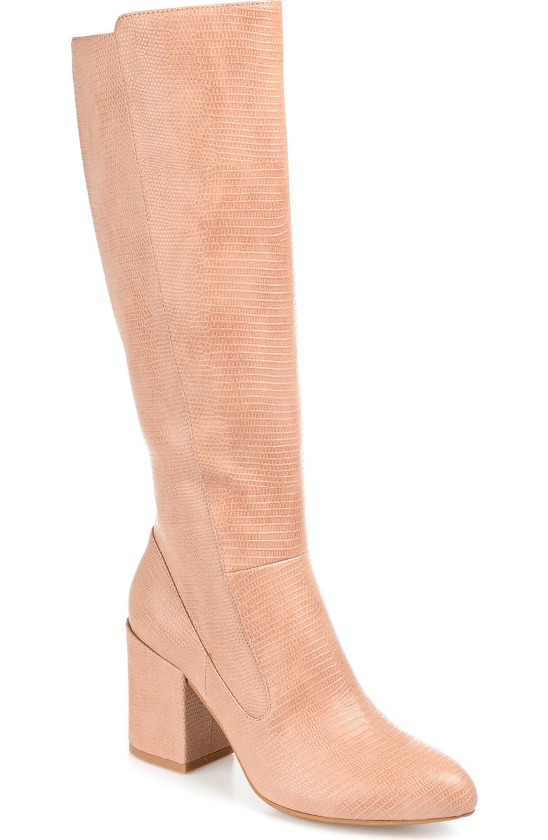 Journee Collection Tavia Embossd Tall Boot, Main, color, Blush