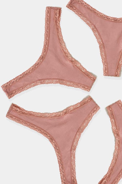 Stripe & Stare Thong Four Pack In Mocha