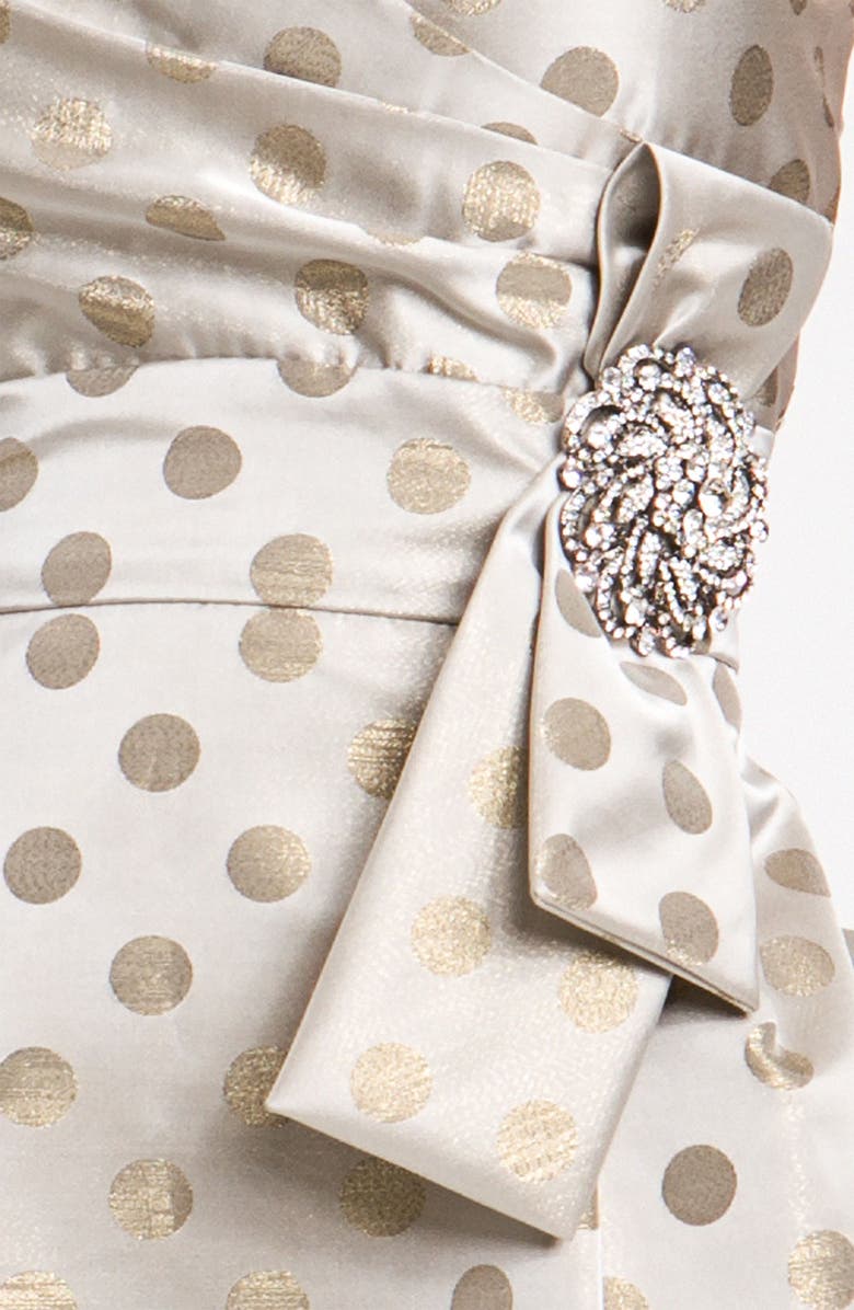 Eliza J Embellished Strapless Metallic Satin Dress, Alternate, color, 