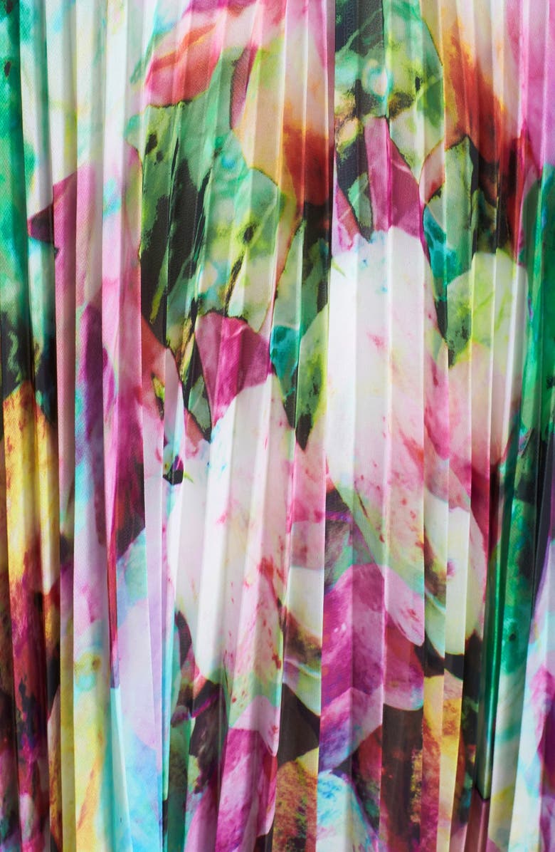 Maggy London Floral Print Chiffon Pleated A-Line Dress, Alternate, color, 