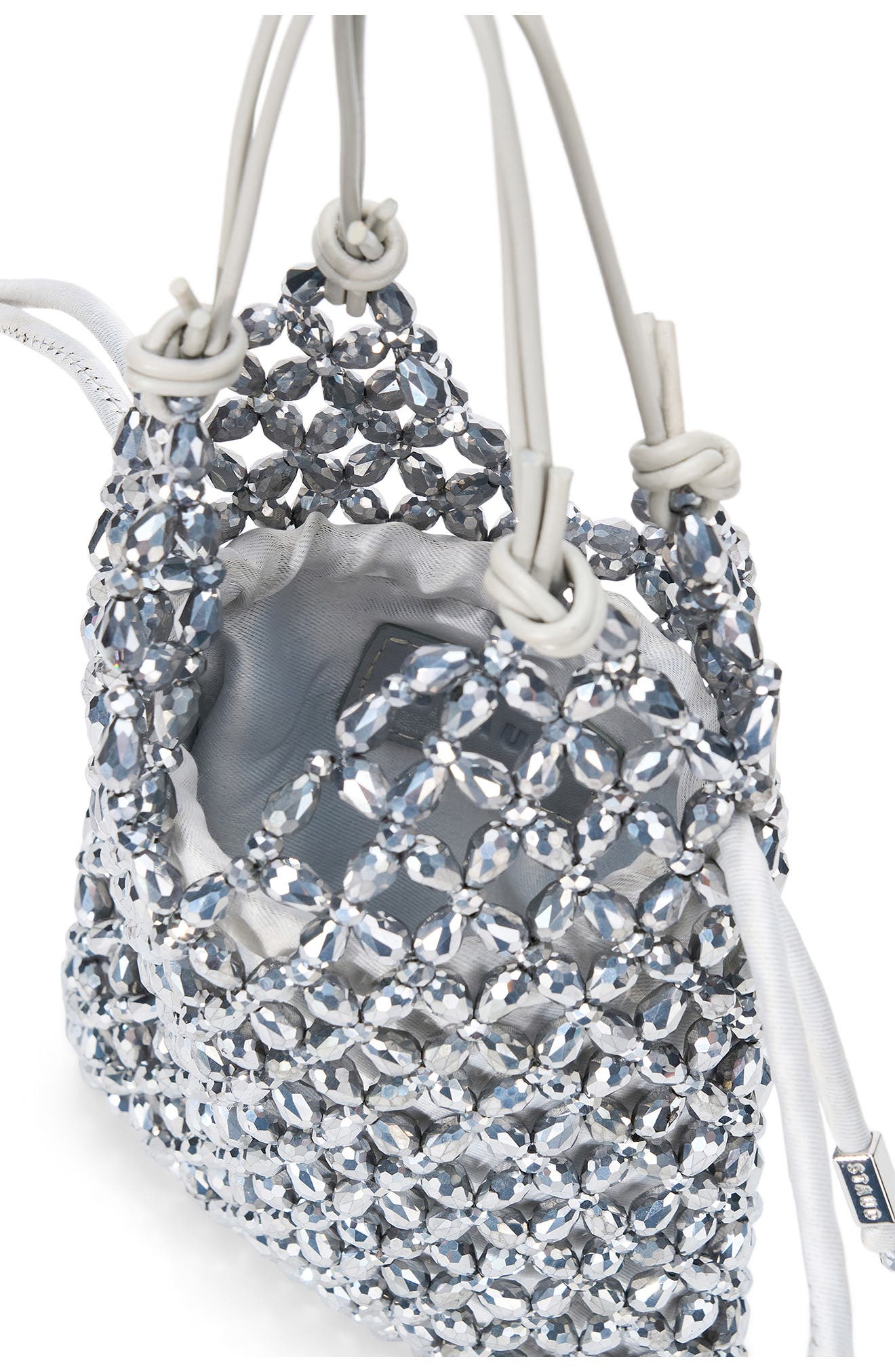 Karla Crystal Beaded Shoulder Bag, Alternate, color, SILVER