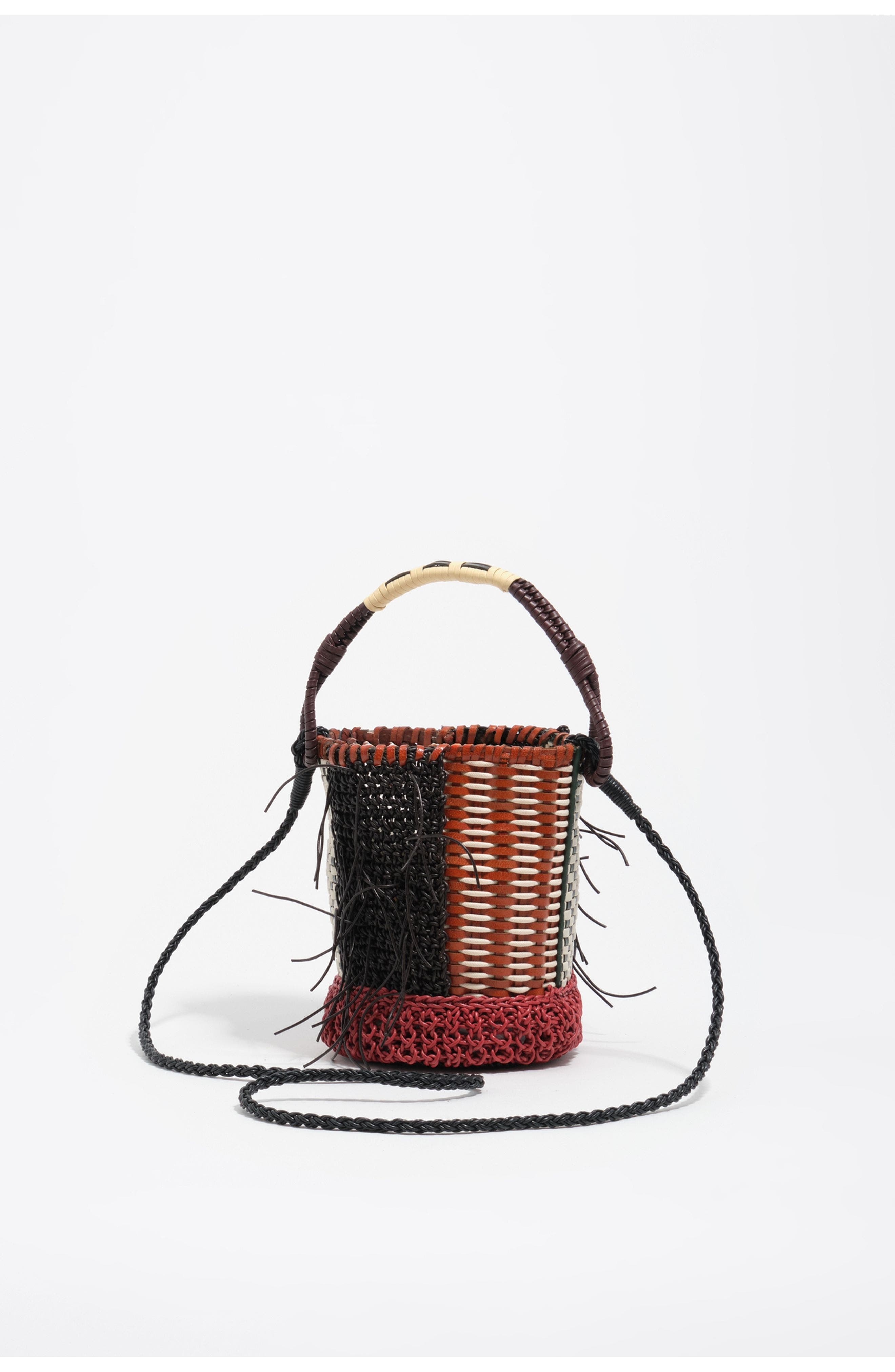 Bimba y Lola Woven Leather Mini Bag, Alternate, color, Red