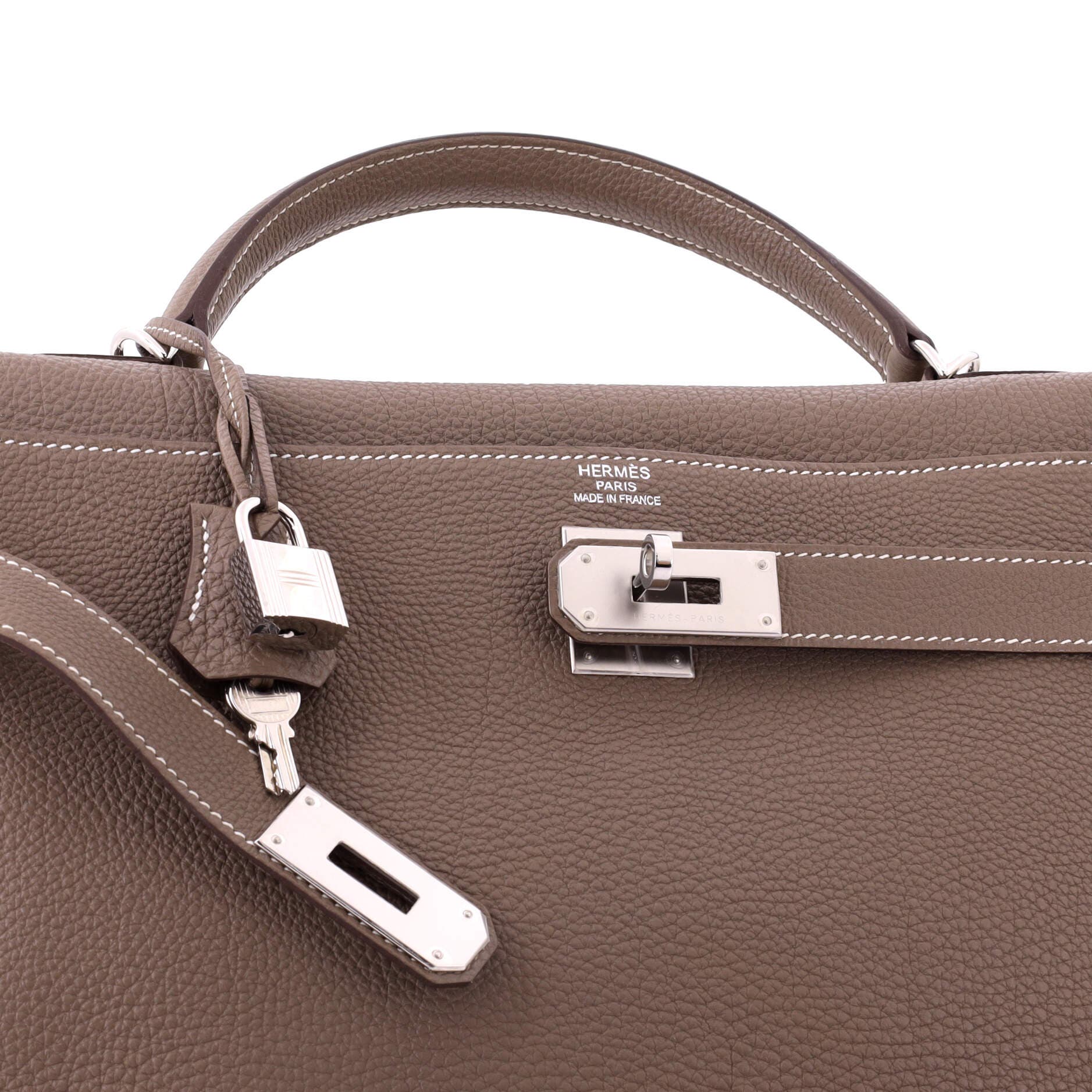 Pre-Owned Hermes Kelly Handbag Grey Togo with Palladium Hardware 40, Alternate, color, 