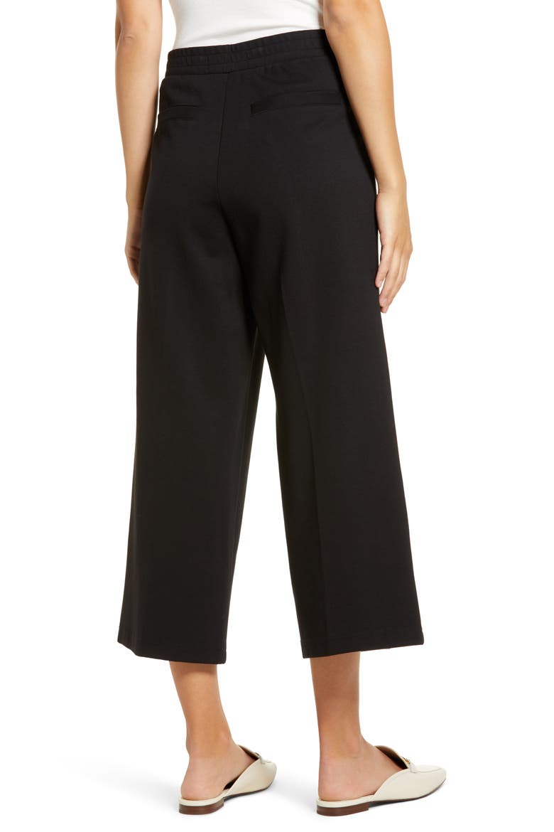 High Waist Crop Wide Leg Pants (Nordstrom Exclusive), Alternate, color, BLACK