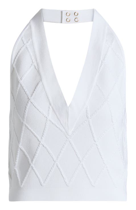 Quilted knit halterneck top