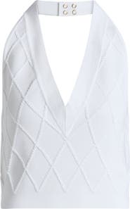 Balmain Quilted knit halterneck top