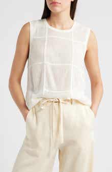 COS Windowpane Check Cotton Wool & Alpaca Blend Tank Top